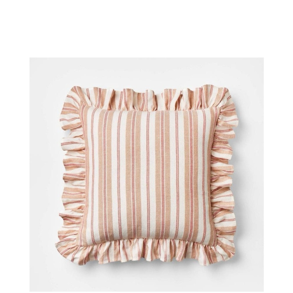 2 NWOT Target Threshold-Studio McGee 20” Woven Rose/Ivory Striped Throw Pillows